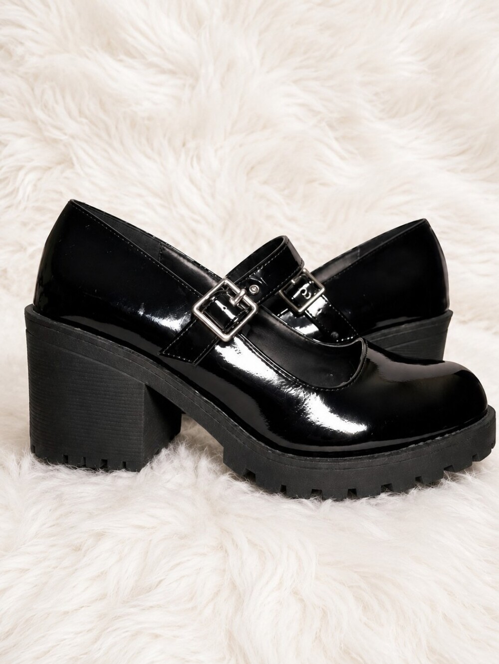 Soda Eviana Y2K Aesthetic Black Patent Chunky Platform Mary Janes - Size 7.5
